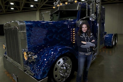 Teresa Danielson teamed with Overdrive last August in Dallas at the 2012 Great American Trucking Show, where she was photographed in front of Pride & Polish National Champion “Show Me the Money” — a 2006 Peterbilt 379 owned by Jerad Wittwer. Though Teresa is not competing in the Most Beautiful contest, the winner will be treated to a photo shoot similar to hers.