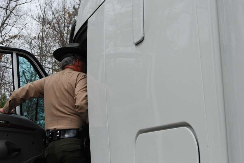 Trooper in cab doorway