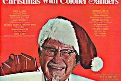 This is one of at least three Christmas music compilation albums marketed under the Colonel Sanders name. Read more on a Facebook page devoted to the topic. Search for “Christmas with Colonel Sanders.”