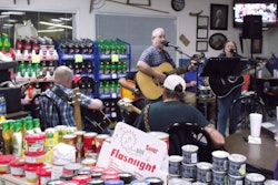 Bluegrass music fills the small convenience store of Country Market and Grill Truck Stop in Maiden, N.C.