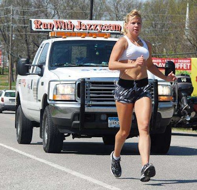 Jazzy Jordan during her run across America to shed light on the plight of truckers when it comes to healthcare.