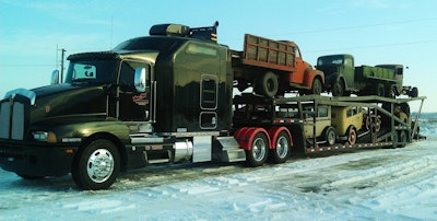 Dana Tomason shot this load of some sweet classic iron: all in all, a 1950 Ford F-4, 1937 Chevy 1.5 ton, 1933 Chevy 1.5 ton, 1931 Ford Model A, 1932 Chrysler and a 1950 Ford F-1. Can you pick them out?