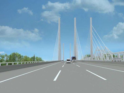 An artist’s rendering of one of the two possible options for the new Brent Spence Bridge.