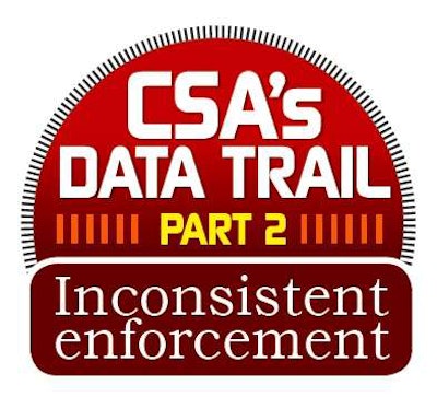 Working with CCJ and RigDig Business Intelligence, a division of Overdrive publisher Randall-Reilly Business Media, we analyzed inspection and scoring data for CSA’s first two years. Here we offer insights into enforcement patterns and what you can do to keep your business in the clear. Find further “Inconsistent enforcement” installments via this page in the coming weeks. For the next installment, an analysis of how carriers’ updates to data under their control can help CSA scores, see the story published March 18, 2013.