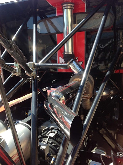 Exhaust detail on Mike Ryan Racing Freightliner