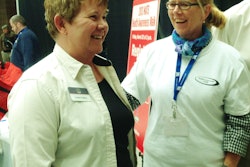Owner-operator Linda Caffee shares a laugh with Administrator Ferro.