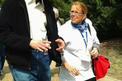 Owner-operator Scott Grenerth was one of several operators who took the opportunity the Trucking Solutions Group’s health walk at MATS represented to walk-and-talk issues with FMCSA Administrator Anne Ferro.