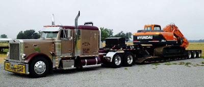Rob Hale Trucking of Wynne, Ark., delivered this giant Hyundai trackhoe for the Arkansas Highway Department.
