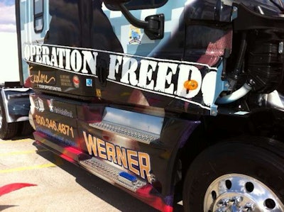 Werner Enterprises is showing its Operation Freedom truck at the Young competition.