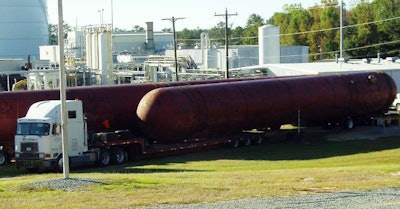 Stanley B. Sanders sent in this shot of the beautifully rugged 1988 International 9700 cabover “owned by S.J.R. & L., Inc., of Minden, La.” The rig moved eight of these 60,000-gal. steel tanks “from Macon, Ga. to Minot, N.D.” he added.