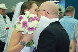 Shannon Mann and Kevin Young got married at the Mid-America Trucking Show at the Pana Pacific booth.
