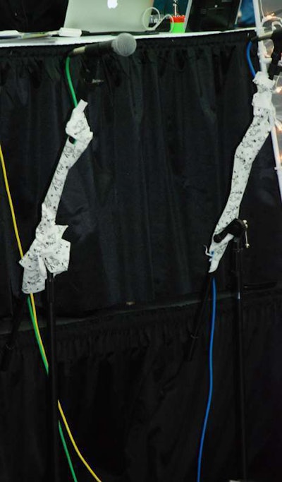 At the wedding, the Sirius XM radio microphones were covered in white lace.