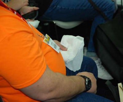 Wedding attendees had rolls of toilet paper to throw at the newly wedded couple.