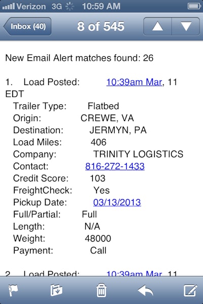 “Time is so much of the essence in this industry,” says Dane Schwartz, GetLoaded marketing manager, describing his company’s new emailed load alerts. “These tools give them one extra edge to be notified in real time of load availability.”