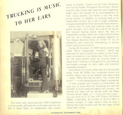 Click through the image to read Overdrive‘s September 1980 feature on Genie Mack’s music and its role in the 1979 independents’ shutdown.