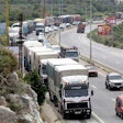 Syrian trucks backed up on bridge in Jordan