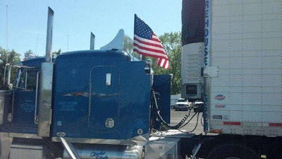 Charles Linde's truck flies the flag