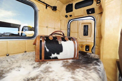 Hooten’s wife modeled the truck’s sleeper after the decoration in their home—Western motifs, cowhide, leather, rope and saddle-like adornments. “We wanted it to be different,” Hooten says. “You can’t buy one like it. We just got it figured out and made. All trucks are unique in their own way, but it’s figuring out how you’re going to make it different from someone else’s.”