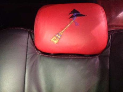 Custom seat upholstery enhances the witch theme with this design.
