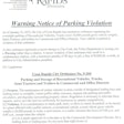 Click through this image for a larger version of the actual warning issued to violators of Coon Rapids’ parking ordinance, posted on owner-operator Jason Haggard’s website and including the ordinance’s language.