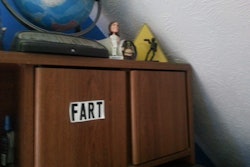Fart on Wendy's office cabinet