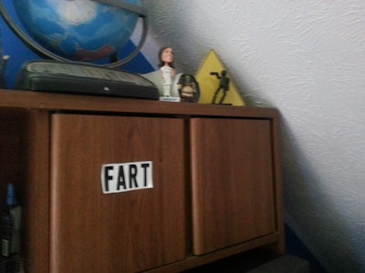 Fart on Wendy's office cabinet