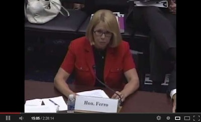 FMCSA Administrator Anne Ferro testifying before Congress about the hours-of-service rule changes from 2013.