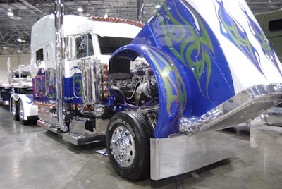 Perennial Pride & Polish competitor Bill Sandvik scored a Best of Show victory in the Limited-Mileage Combo category with his 1998 Peterbilt 379 and matching flatbed.
