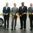 Virginia Gov. Robert McDonnell, second from left, helps cut a ribbon for the Virginia Connected Test Bed.