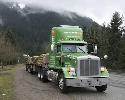 Westport calls this 2012 Peterbilt 367 “Kermit.” The truck’s equipped with a Westport 15-liter engine, a 475-horsepower high-pressure direct-injection natural gas engine.