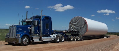 Dick Dudley of Dudley Trucking hauled this wind toward to a wind farm in Eastern Arizona.