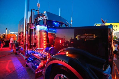 Britt, Iowa, resident Cory Squierโs 2003 Kenworth W900 won second place in the light show.