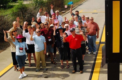 Midway through the Great Lakes Convoy June 26, participants stepped on the Cat Scale at the TA in Jeffersonville, Ohio, exit 65 on I-71, for a weigh-in: 6280 lbs, less than last year’s 6,800, says convoy organizer Jeanie Silk, and with more participants this year.