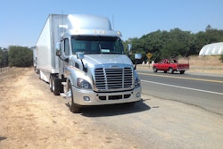The natural gas-powered Freightliner Cascadia — pictured here in the day cab model — will be available next year with a 48-inch sleeper.