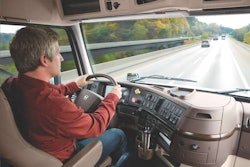 man driving truck