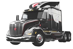 Firestone’s rendering of a Peterbilt branded with its “F-Shield” logo. Firestone is giving away a 2013 Peterbilt as part of a promotional sweepstakes, but has not said yet what model the truck will be.