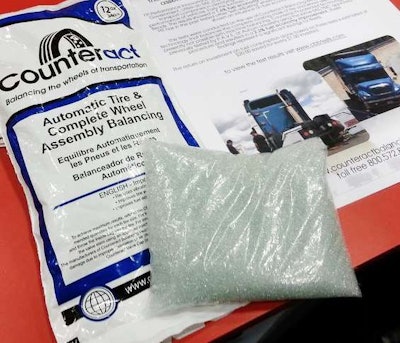 Counteract’s beads come in “10-12-ounce bags,” says Springer, “that you empty inside your tires.”