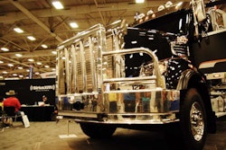 Freightliner 122SD wrecker on display at GATS, next to Sirius XM Road Dog’s live broadcast station.