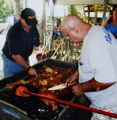 Jimmy Ardis (left) with his father. Ardis commonly hosts many of the S.C. operators at his home in Pinewood, S.C., in less formal gatherings than the now annual barbecue.