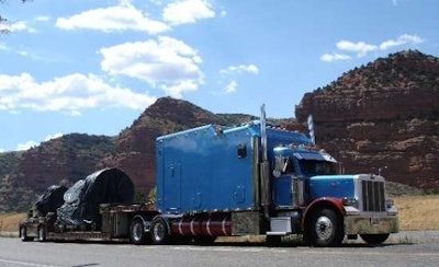 “HOME ON THE ROAD” — That’s how Gregg Blair describes the 1999 Peterbilt he last owned, powered by a 600-hp C16 Caterpilla with 18 speed autoshift and 3:55 rears. The full-length double frame was outfitted with tanks that could carry 500 gallons fuel. The sleeper was built by ICT and weighs in at 200 inches on an air-ride bunk mate. “I put about 1.75 million miles on that truck,” says Blair. Inside the sleeper were featured a kitchen, shower and toilet, washer/dryer, 42-inch flatscreen with surround sound and tracking satellite TV dish.