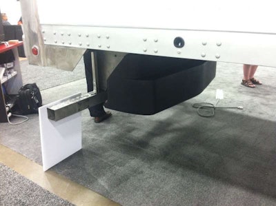 Part of the SmartTruck Undertray system used by the trailer to compress air and force it behind the trailer instead of letting it create a vacuum behind the trailer doors.