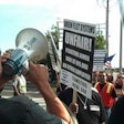 Workers picketing Green Fleet Systems in the Los Angeles area. Photo: International Brotherhood of Teamsters.