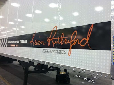 Though there will be some small-scale production of Kevin Rutherford’s signature Series trailer, they mostly will be built to customer order. The graphics package seen here does not come standard on trailer, but it can be added from the manufacturer.