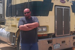 Martin Jez, with a 1980s Peterbilt he owned for a time before moving on with the 2000 Freightliner he owns today. The Freightliner falls this year under the prohibition on 1996-2006 model-year diesel engines operating in the state that is the CARB Statewide Truck and Bus Rule.