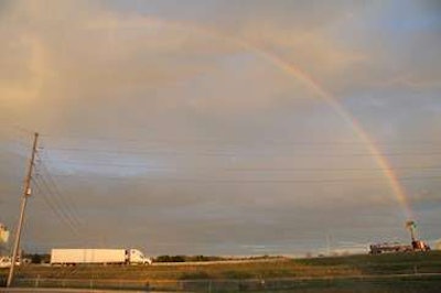 The walk ended with this view of a rainbow over I-29 traffic.