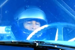 Scott Godfrey of Godfrey Trucking in the cab before his 2011 jump.