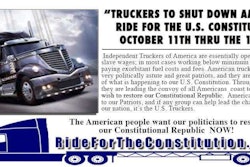 A flyer hosted at RidefortheConstitution.org directs readers back to another site owned by online talk show host Pete Santilli — text of the flyer begins with “Independent Truckers of America are essentially operating on slave wages…” Click through the image to read the text in full. For a decade, though income has been somewhat stagnant measured against inflation, average take-home for owner-operators in the United States has tracked around or above $50,000 yearly in Overdrive’s surveys, and recent ATBS client data showed an overall $52K/year average, hardly “slave wages.”