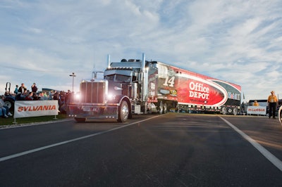 Sylvania lights on NASCAR hauler