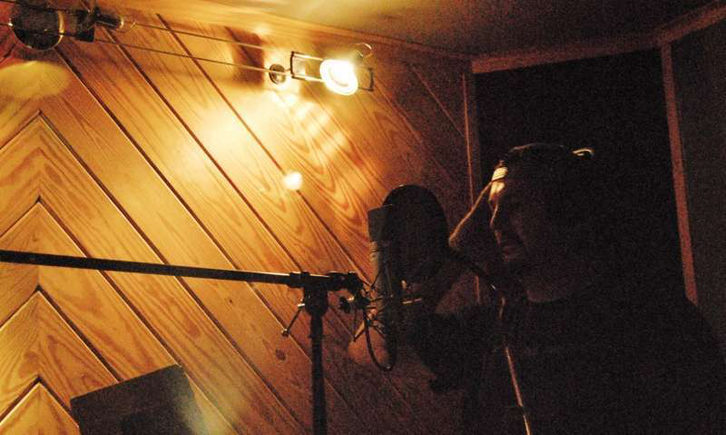 Tony Justice in Studio Q cutting vocals