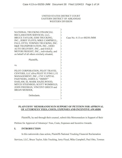 Pilot’s petition to approve the $72 million settlement.